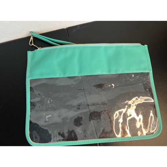 Two Clear Bags Travel Stuff Nylon Makeup Zipper Pouch Travel Cosmetic Pink Green - Picture 6 of 9